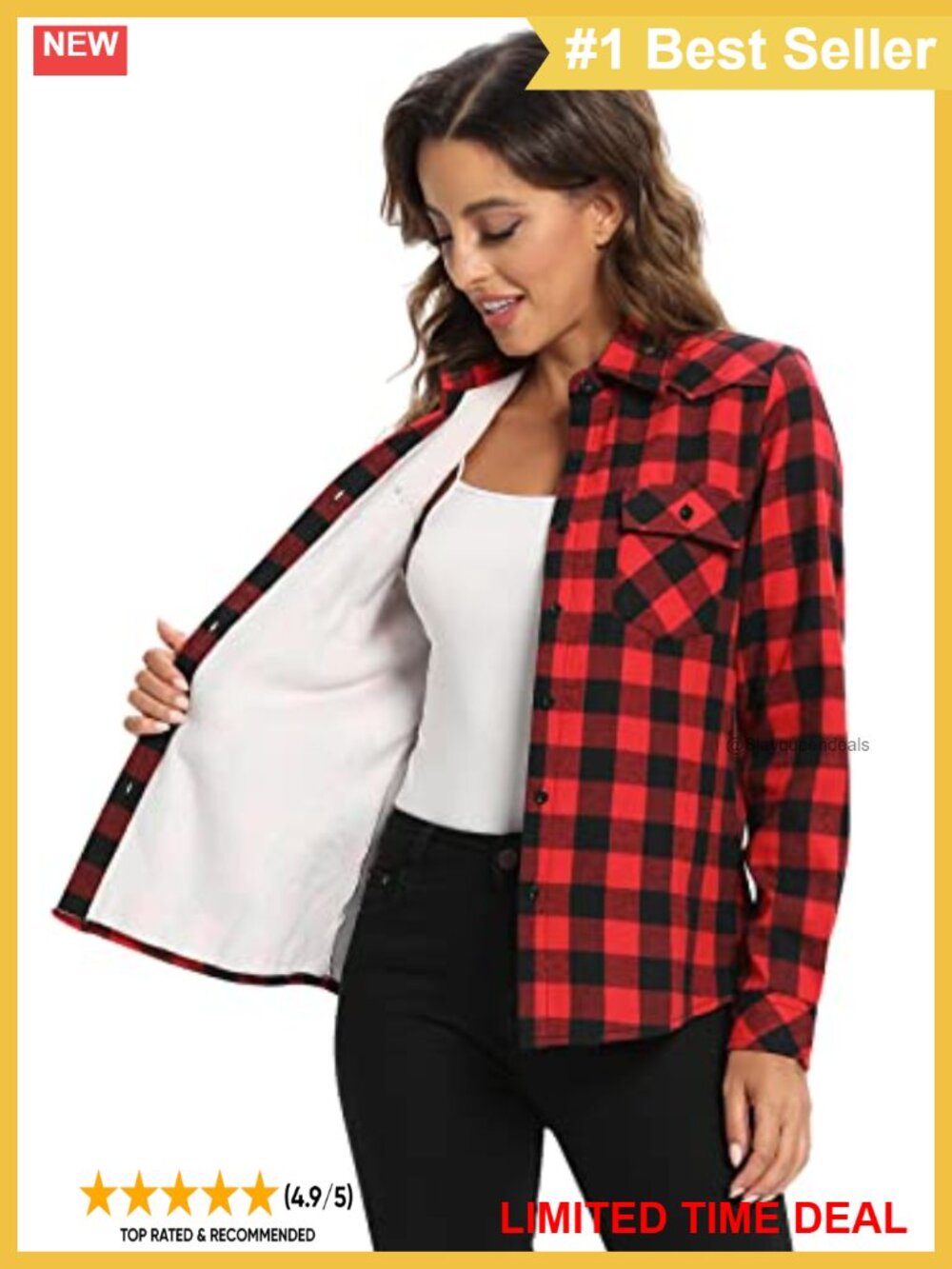 Fleece Lined Plaid Flannel Shacket Button Down Shirt Jacket